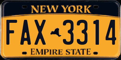 NY license plate FAX3314