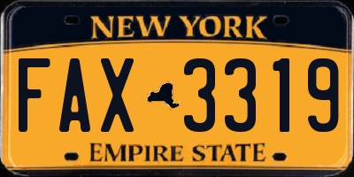NY license plate FAX3319