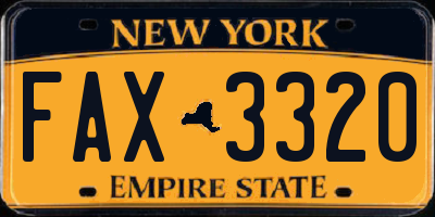 NY license plate FAX3320