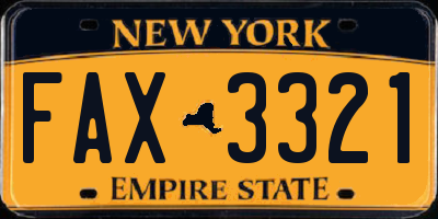 NY license plate FAX3321