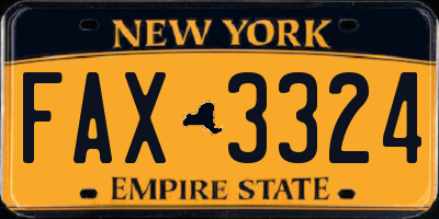 NY license plate FAX3324