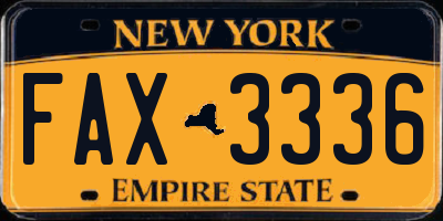 NY license plate FAX3336