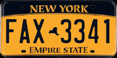 NY license plate FAX3341