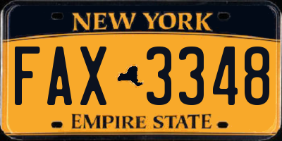 NY license plate FAX3348