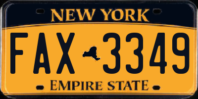 NY license plate FAX3349