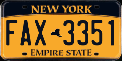 NY license plate FAX3351