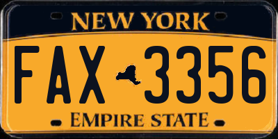 NY license plate FAX3356