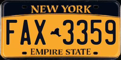 NY license plate FAX3359