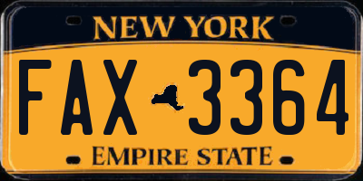 NY license plate FAX3364