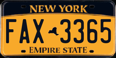 NY license plate FAX3365