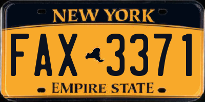 NY license plate FAX3371