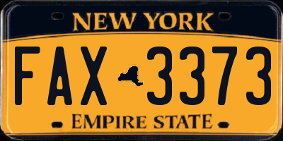 NY license plate FAX3373