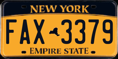 NY license plate FAX3379