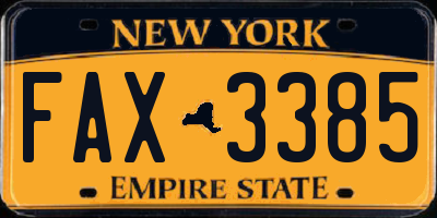 NY license plate FAX3385