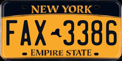 NY license plate FAX3386