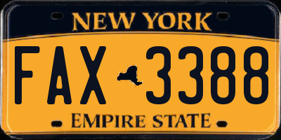 NY license plate FAX3388