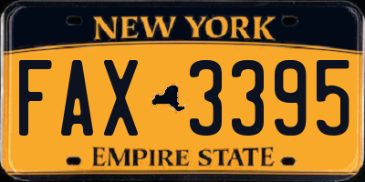 NY license plate FAX3395