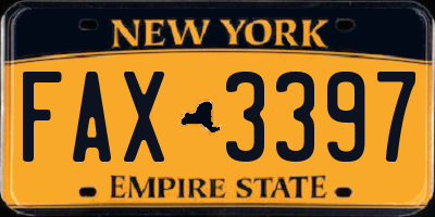 NY license plate FAX3397