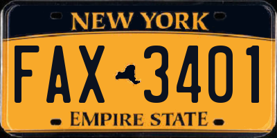 NY license plate FAX3401