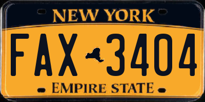 NY license plate FAX3404