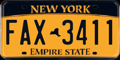 NY license plate FAX3411