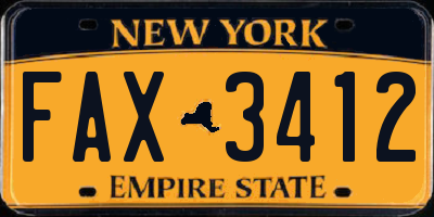 NY license plate FAX3412