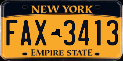 NY license plate FAX3413