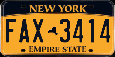 NY license plate FAX3414