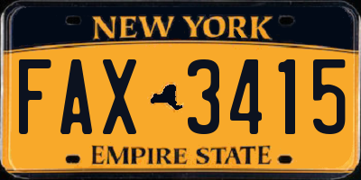 NY license plate FAX3415