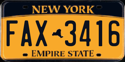 NY license plate FAX3416