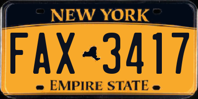 NY license plate FAX3417