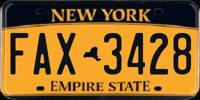 NY license plate FAX3428