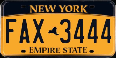 NY license plate FAX3444