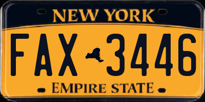 NY license plate FAX3446