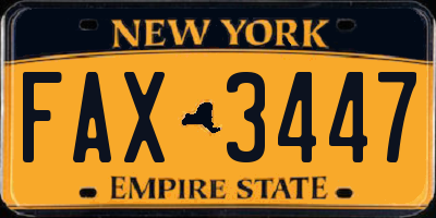 NY license plate FAX3447