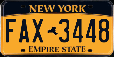 NY license plate FAX3448