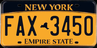 NY license plate FAX3450