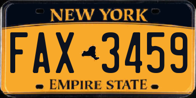 NY license plate FAX3459