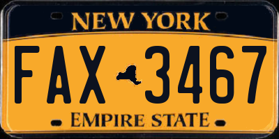 NY license plate FAX3467