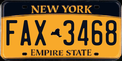 NY license plate FAX3468