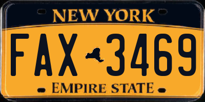 NY license plate FAX3469