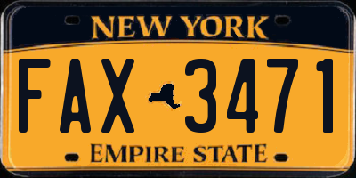 NY license plate FAX3471