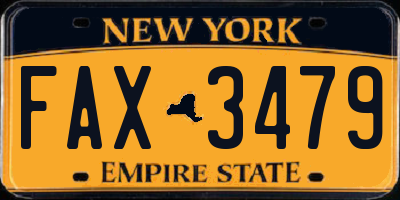 NY license plate FAX3479