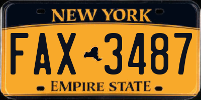 NY license plate FAX3487