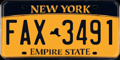 NY license plate FAX3491