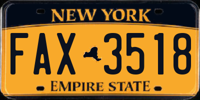 NY license plate FAX3518