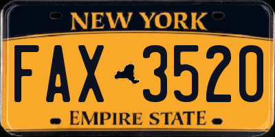NY license plate FAX3520