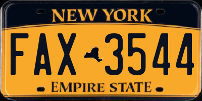 NY license plate FAX3544