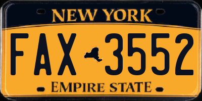 NY license plate FAX3552