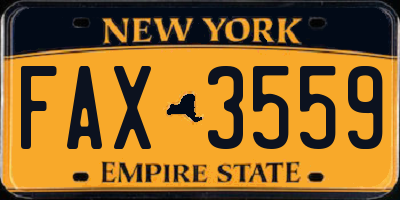 NY license plate FAX3559